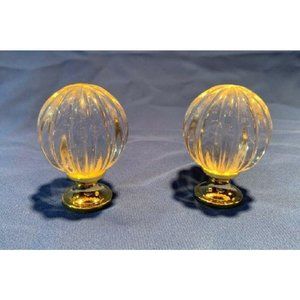 Two (2) Solid Large Clear Crystal Cabinet Pulls 1 3/4" wide Two (2) 0170-01045C